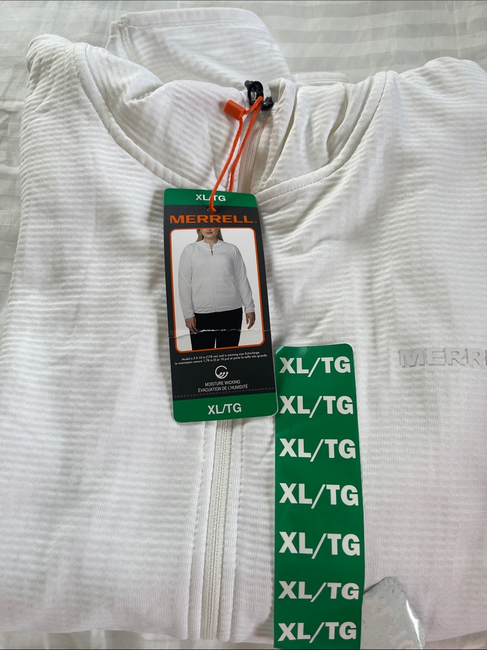 Merrell White Lightweight Hooded Zip Jacket